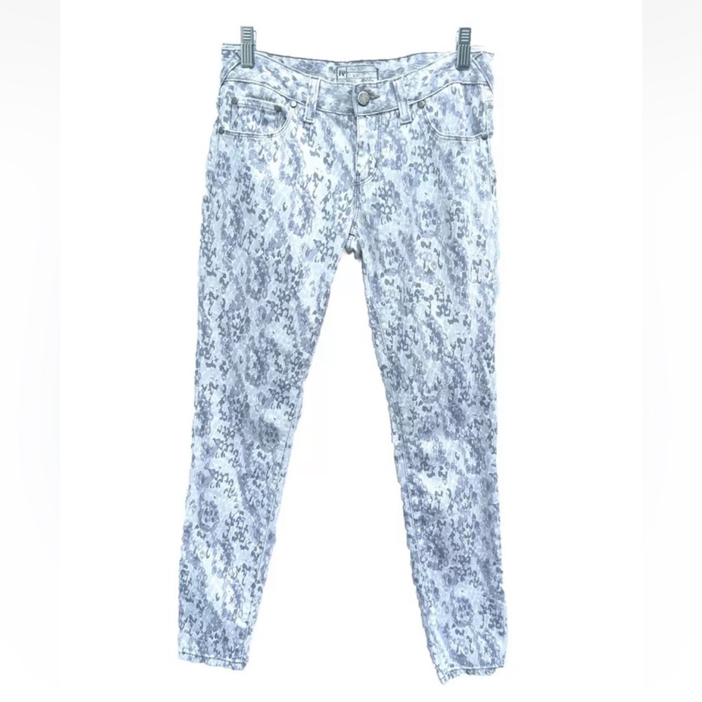 Free people jeans women 27 snake skin skinny cropped gray/white festival y2k